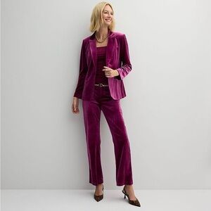 Nine West Velvet Pantsuit in Vibrant Magenta